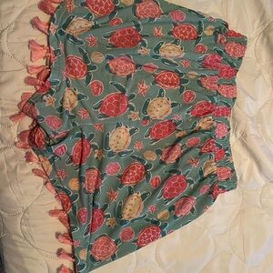 Simply Southern Teal and Pink Turtle Print Shorts